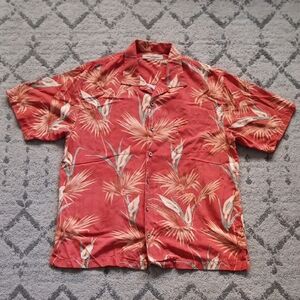 Tommy Bahama Red Floral Men's Shirt L 100% Silk